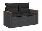 Salon de jardin 12 pcs avec coussins noir résine tressée 55772YMMB