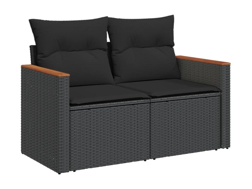 Salon de jardin 12 pcs avec coussins noir résine tressée 55772YMMB