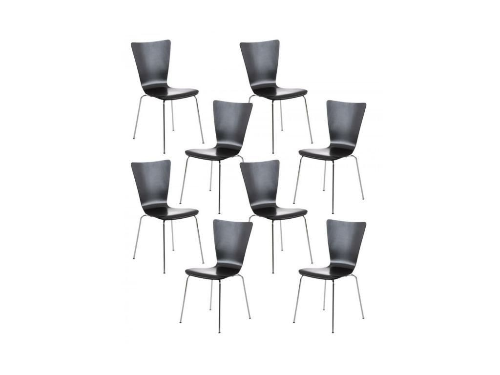 Lot de 8 Chaise de conférence - Bois / Métal chromé - Noir - Nidchicshop 82823TZEQ