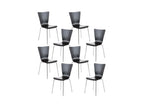 Lot de 8 Chaise de conférence - Bois / Métal chromé - Noir - Nidchicshop 82823TZEQ