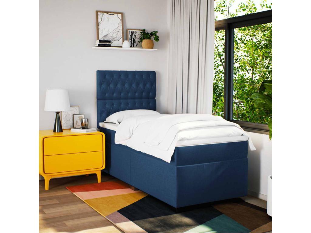 Sommier à Nidchicshop de lit avec matelas Bleu 80x200 cm Tissu 05736JMNT