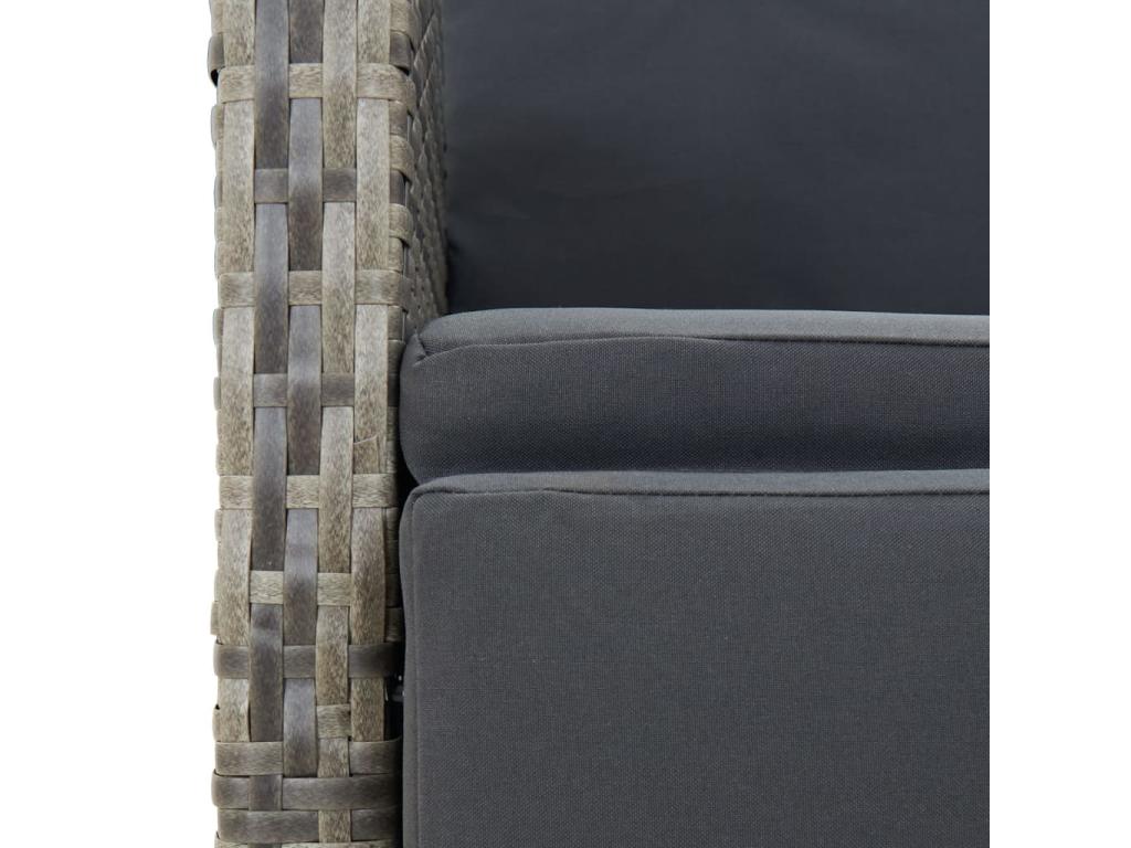 Ensemble à manger de jardin 5 pcs coussins gris résine tressée 45892KLPB